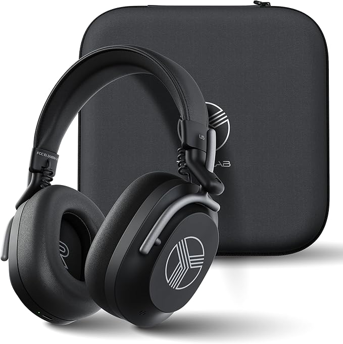TREBLAB Bluetooth Headphones Over the Ear, Noise Cancelling, Hybrid ANC, 65H Battery, IPX4, Foldable Wireless Headphones with Mic, Lightweight, Work and Travel – U5