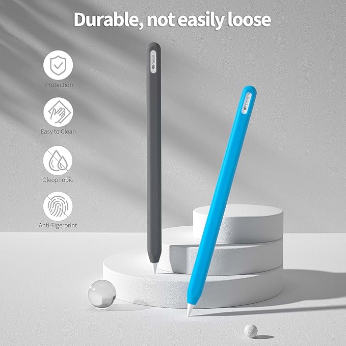 Hi Color Silicone Pencil Case Compatible with Apple Pencil 2nd generation Apple Pencil Pro Silicone Cover Sleeve for Ipad Pencil 2 Protective Cover for Apple Pen Accessories (sky blue+dark grey)