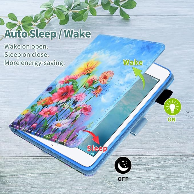 for iPad 9.7 inch Case iPad 6th/5th Generation Case 2018 2017, PU Leather Folio Stand Cute Cover for iPad 9.7 inch/iPad Pro 9.7/iPad Air 2/iPad Air 1, Auto Sleep/Wake, Floral