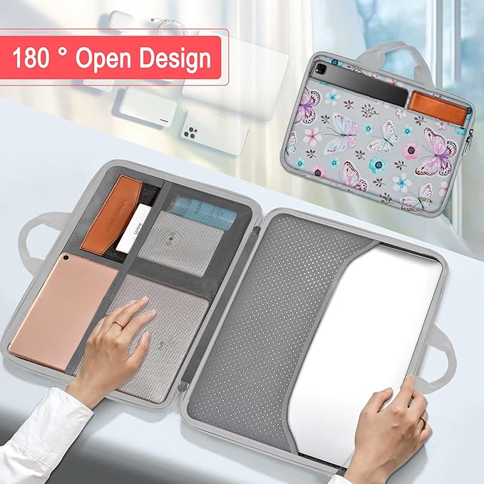 Hseok 13 14 inch Laptop Case Sleeve with Small Case,TSA Computer Handbag Compatible with MacBook Neo/Pro 14 M5/M4/M3/M2/M1,All Models 13.3" MacBook Air/Pro,XPS 13/14,Most 13-14 Notebooks,Butterfly
