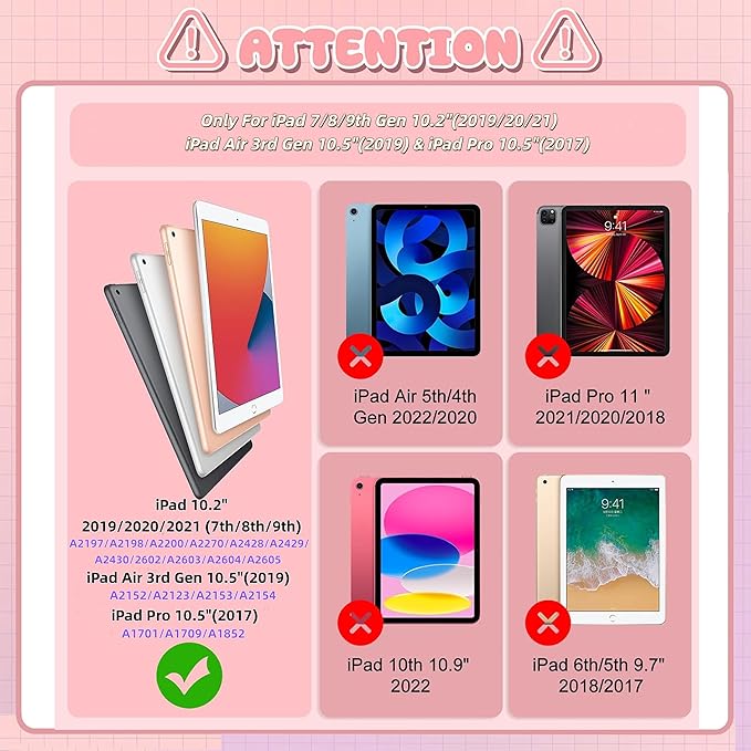 for iPad 9th/8th/7th Generation Case Kids - 10.2 inch Soft Silicone iPad Air 3rd Gen 10.5"(2019) Cover with Pencil Holder,Shoulder Strap & Stand for School,Cute Bear Gift for Teen Girls