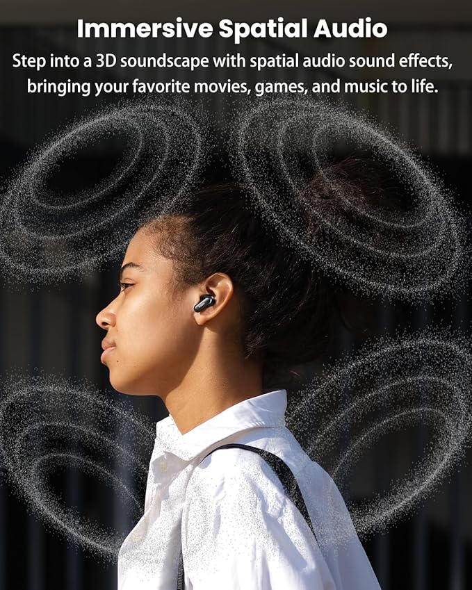 TOZO NC20 Pro Active Noise Cancelling Wireless Earbuds with Smart Touch Screen, LDAC Hi-Res Audio, Stereo Bass, 6 Mics AI Call Ear Buds, 80H Playtime, IPX8 Waterproof, 32 EQ via App, Wireless Charging