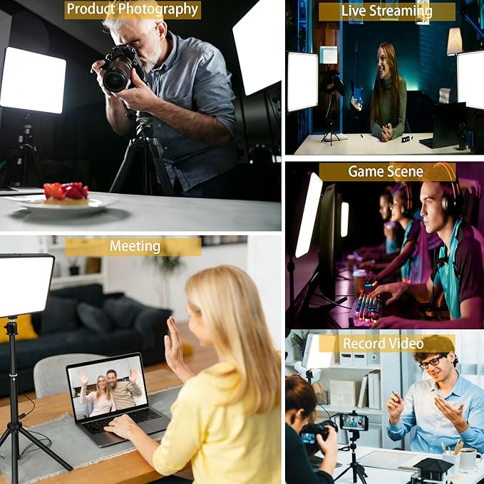 2 Pack LED Photo Lighting kit with Stand 2800-6500K Dimmable Photoshoot Lights for Product Photography,12" Background Lights for Streaming,Video Recording, Food Picture,Content Creators