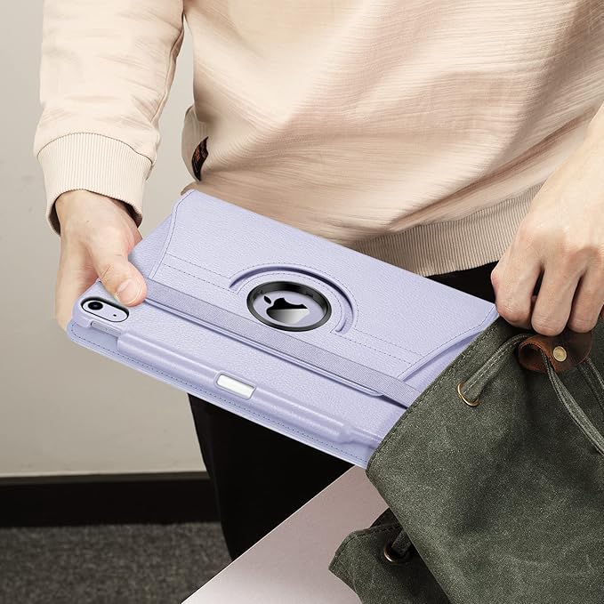 Fintie Rotating Case for iPad Air 11-inch M4/M3/M2 (2026/2025/2024), iPad Air 5th (2022) / 4th Generation 10.9 Inch - 360 Degree Rotating Protective Stand Cover with Pencil Holder, Lilac Purple