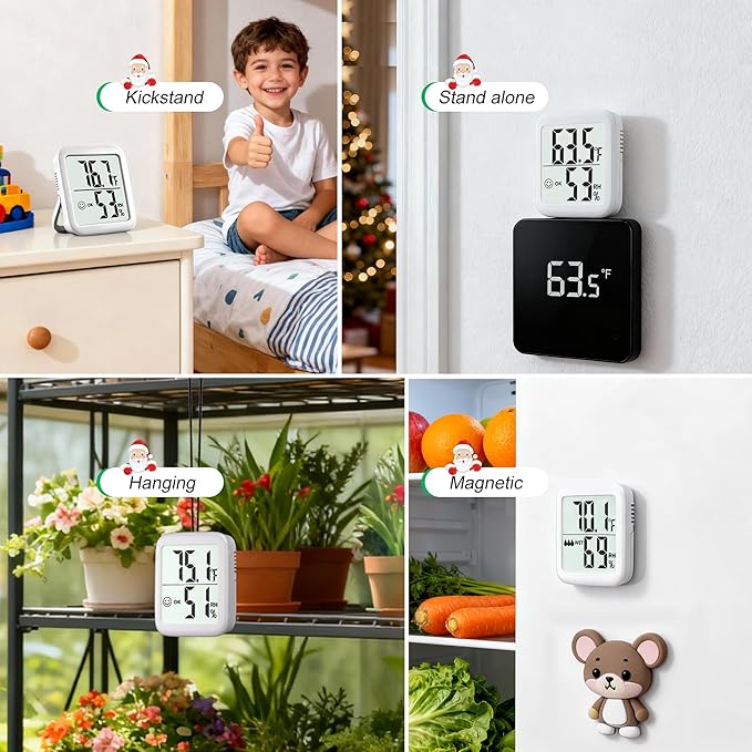 Antonki 2 Pack Room Thermometer for Home, Hygrometer Indoor Humidity Meter Gauge, Digital Temperature and Humidity Monitor Sensor for House, Terrarium, Incubator, Greenhouse - Battery Included