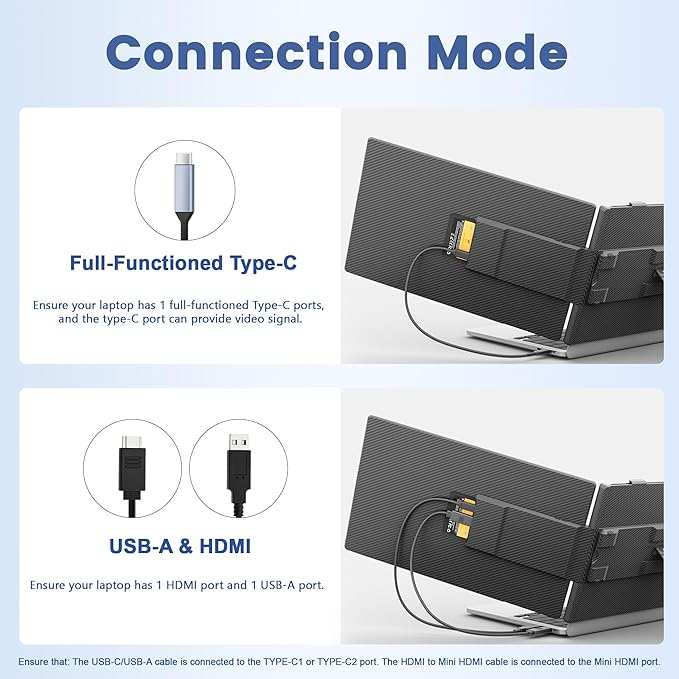 domyfan 14" Laptop Screen Extender, Ultra-Thin FHD 1080P IPS Dual Portable Laptop Monitor Extender for 13-17" Laptops, Plug & Play with HDMI/USB-A/Type-C, Compatible with Windows, Mac, Android