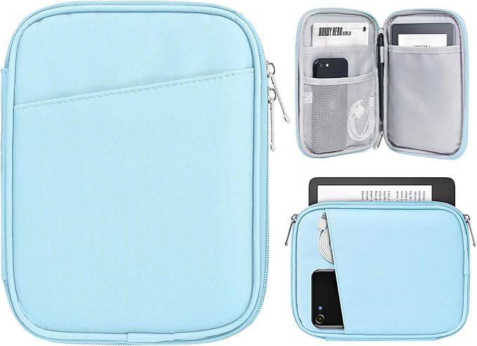 TiMOVO 6-7 Inch Tablet Sleeve for eReader Book Paperwhite/Colorsoft Signature Edition, Protective Sleeve Cover Case with Pocket for E-Reader/Oasis & Kobo Devicess, Baby Blue