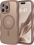 CAPRARO Cute for iPhone 15 Pro Max Case, Compatible with MagSafe, [Curly Wave Edge] [Full Camera Protection] [14 FT Drop Protection] Magnetic Phone Case for 15 Pro Max 6.7 Inch, Brown
