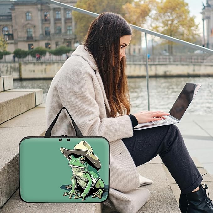 Universal Laptop Sleeve Tablet Case 12 inch, Green Frog Slim Carrying Case Durable Handbag Travel Laptop Bag for Surface Pro 9 8 7/Laptop Go 2 3, MacBook Air 11/12