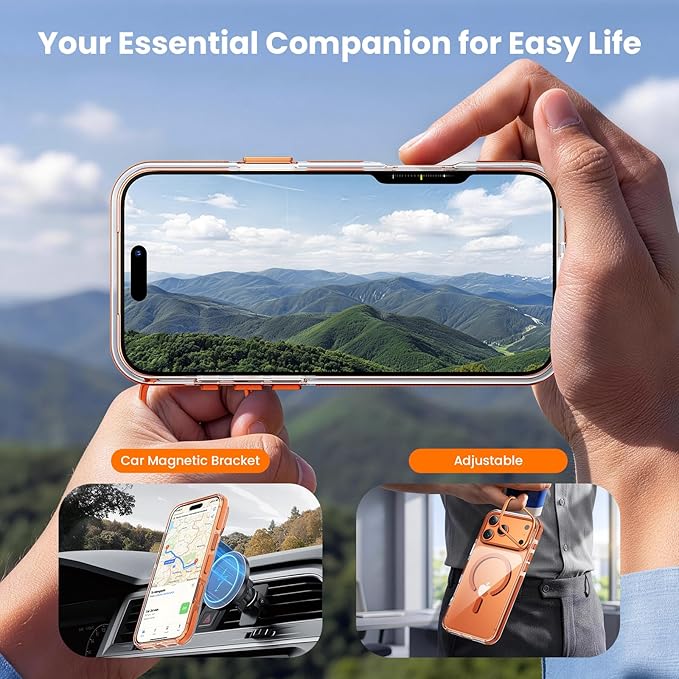 2 in 1 for iPhone 17 Pro Max Case,[1 Screen Protector],7X Military-Grade Drop Protection,Fits MagSafe,Tough, Rugged & Durable for Heavy Duty iPhone 17 Pro Max Case,Orange-Clear