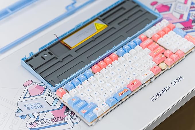 GATERON iG 98 Co-Branded Mechanical Gaming Keyboard, Tri-Mode Hot Swappable Wired/Bluetooth/2.4G Wireless Keyboard with RGB Light for Windows & Mac, PBT Keycaps (Sweet Time, Mini i Switch)