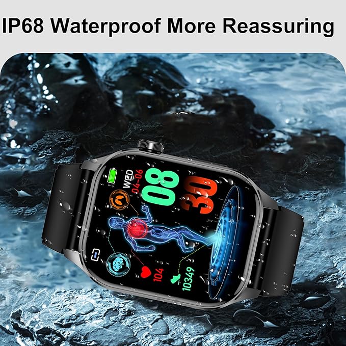 Advanced Health Smartwatch for Women Men with Real-Time Monitoring of Heart Rate, Blood Oxygen, Body Temperature, Blood Pressure, Sleep Auality and Stress Levels (Blue)