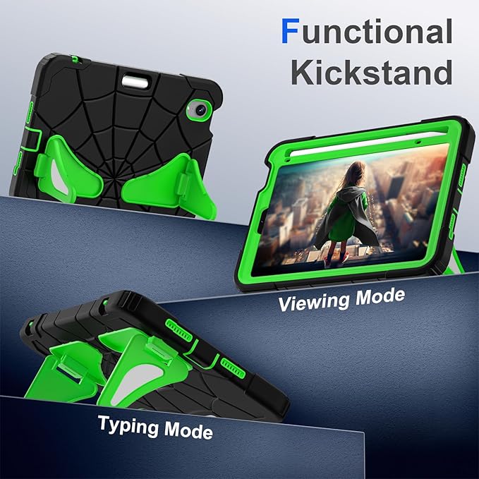 AKABEILA Compatible with Apple iPad mini 6 2021/iPad mini 7 2024 Tablet Case，Lightweight Shockproof Rugged Protective Cover with Kickstand for Kids Children Boys Babies Dark Green