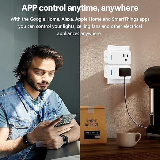 Jinvoo Matter Smart Plug, Wireless Plug, Smart Socket, Alexa Socket, Compatible with Apple Home, Alexa, Google, and SmartThingss SSmart Home Automation Systems, 2 Packs