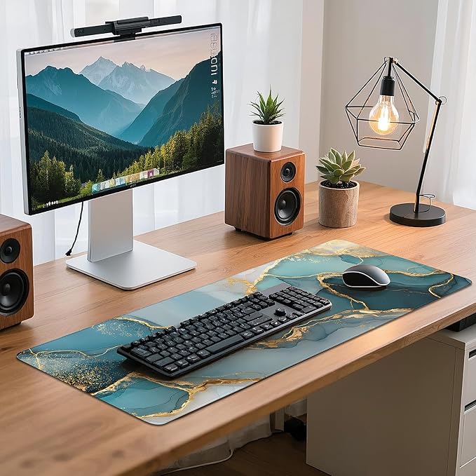 Gaming Mouse Pad - (31.5"×11.8") Marble Large Mouse Pads for Desk - Desk Mat for Keyboard and Mouse with Non-Slip Base, Desks Pad Matfor Game/Office & Home