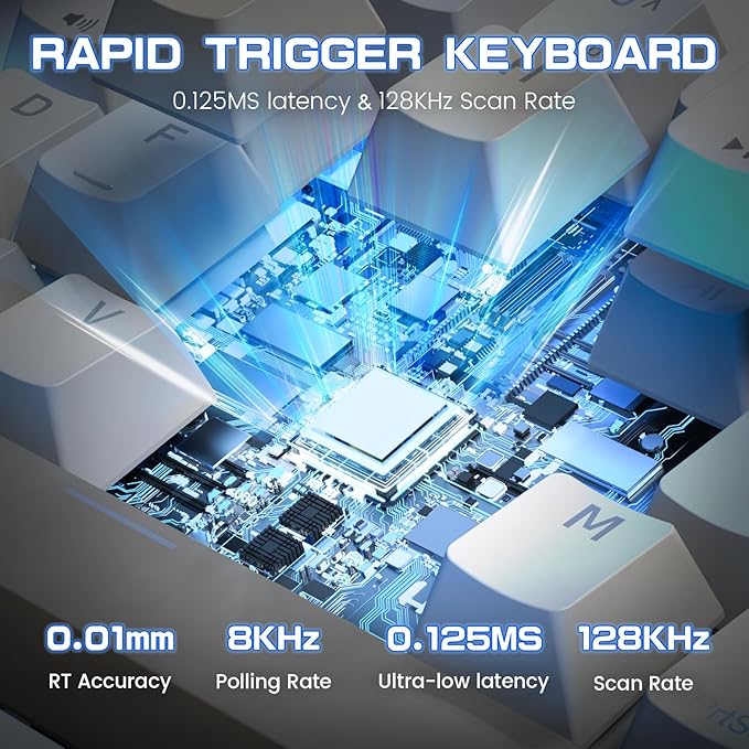 MAGIC-REFINER X68 HE Wired 60% Hall Effect Rapid Trigger Mechanical RGB Gaming Keyboard with 8K Polling,0.04mm RT Accuracy,Magnetic Switch,Adjustable Actuation,Snap Tap for PC Mac Esport Gamer(Cheese)