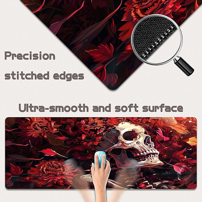 Gaming Mouse Pad - (31.5"×11.8") Skull Large Mouse Pads for Desk - Desk Mat for Keyboard and Mouse with Non-Slip Base, Desks Pad Matfor Game/Office & Home