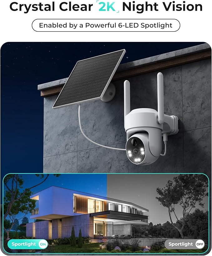 LIWAN 4G LTE Cellular Security Camera Wireless, No WiFi Security Camera Outdoor, Solar Powered, Built-in SIM Card, 2K Color Night Vision, 360° PTZ, PIR Motion Detection, IP66 for Off Grid, 2 Pack