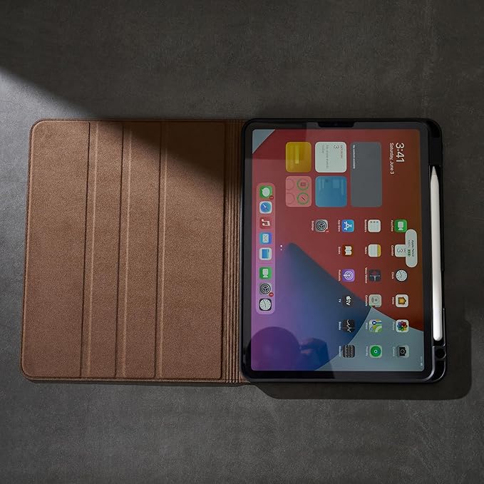 Gexmil Genuine Leather Case for iPad Pro 13 Inch (M5/M4) 2025/2024 with Pencil Holder,Protective Shockproof Smart Premium Leather Folio Cover Adjustable Stand Auto Sleep/Wake Anti-Slip, Buffalo Brown