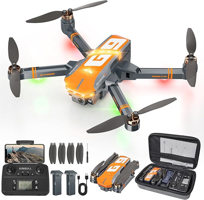 GPS Drones with 4K Camera for Adults with Brushless Motor and Follow Me Mode,Long Flight Time and Distance,5G FPV Transmission and Auto Return,G9 Foldable RC Quadcopter for Beginner,Under249g (Dark gray)