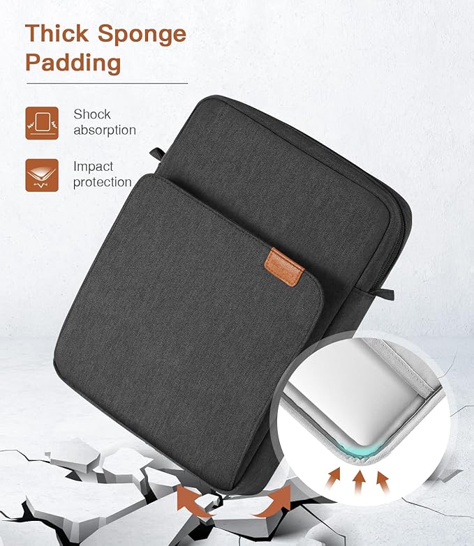 MoKo 13.3-14 Inch Laptop Sleeve Bag Fits Mac Neo 13-inch A18 Pro, Mac Pro 13.3" M2 2022/M5/M5 Pro/M5 Max 14.2" 2026, Mac Air 13.6" M5 2026, Handle Carrying Case with Shoulder Strap, Black & Gray