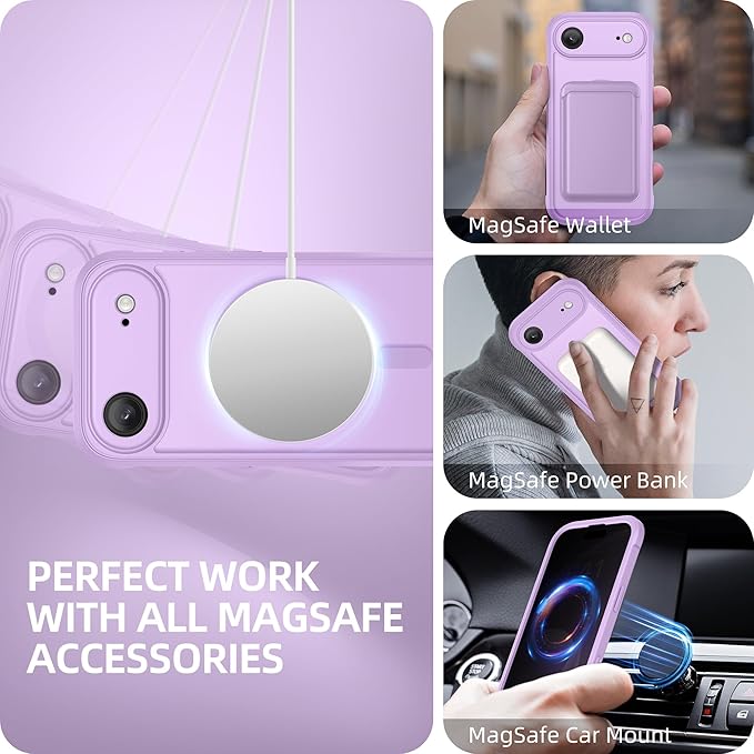 BERFY for iPhone Air Case, Compatible with MagSafe, Built-in Privacy Screen Protector, Camera Protection, Shockproof Full Body Phone Case 6.5", Translucent Purple
