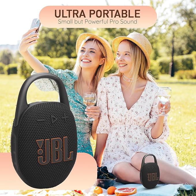 JBL Clip 5 Portable Bluetooth Speaker, IP67 Waterproof & Dustproof, Long-Lasting Battery - Blue - Boomph's Comprehensive Ultimate Performance Cloth Solution for Your On-The-Go Sound Experience