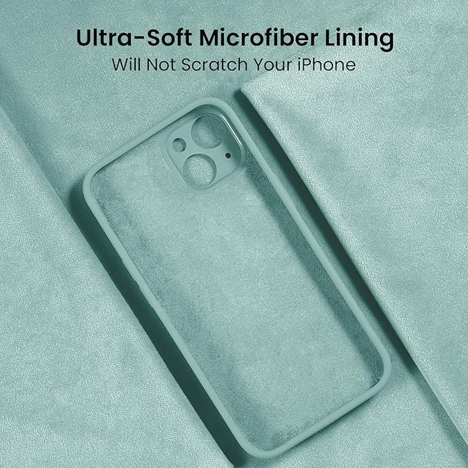 FireNova Designed for iPhone 15 Case, Silicone Upgraded [Camera Protection] Phone Case, Soft Anti-Scratch Microfiber Lining Inside, 6.1 inch, Mint Green