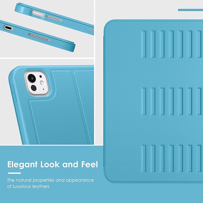 VIKESI Case for iPad Pro 11 inch (M5/M4) 2025/2024,Multiple Angles Magnetic Stand Cover,Shockproof Back,Pencil Holder,and Auto Sleep/Wake,Sky Blue