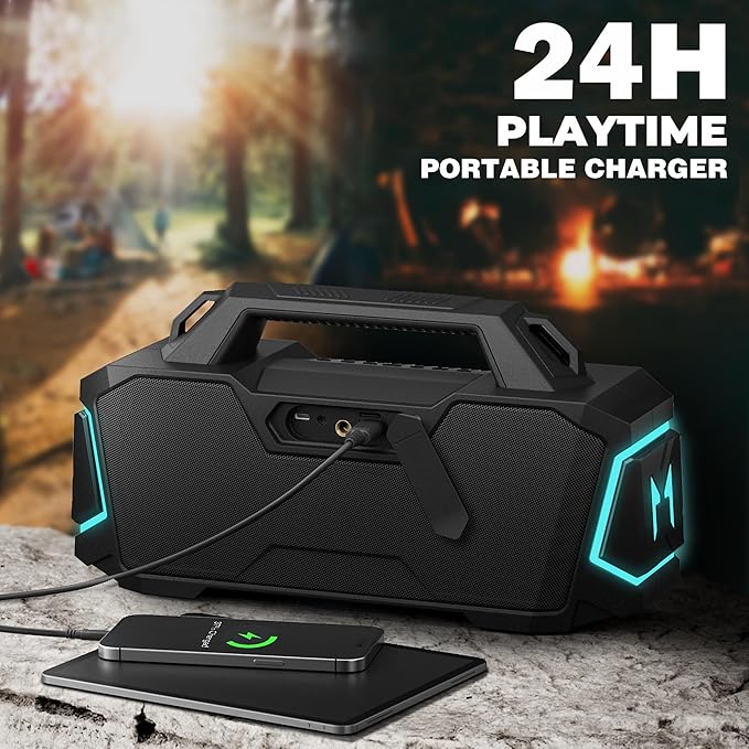 Musibaby Bluetooth Speaker,80W Portable Bluetooth Speaker with Deep Bass,Loud Stereo Sound,IPX6 Waterproof,24H+ Playtime,USB/TF/AUX,Dual Pairing Party Speaker for Outdoor,Beach,Patio (Black)