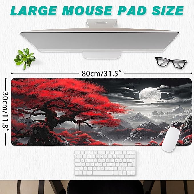 Gaming Mouse Pad - Desk Mat for Keyboard and Mouse - Anime Mousepad Desk Pad with Non-Slip Base, Japanese Large Mouse Pad for Office, Desktop Protection Decoration and Daily Use