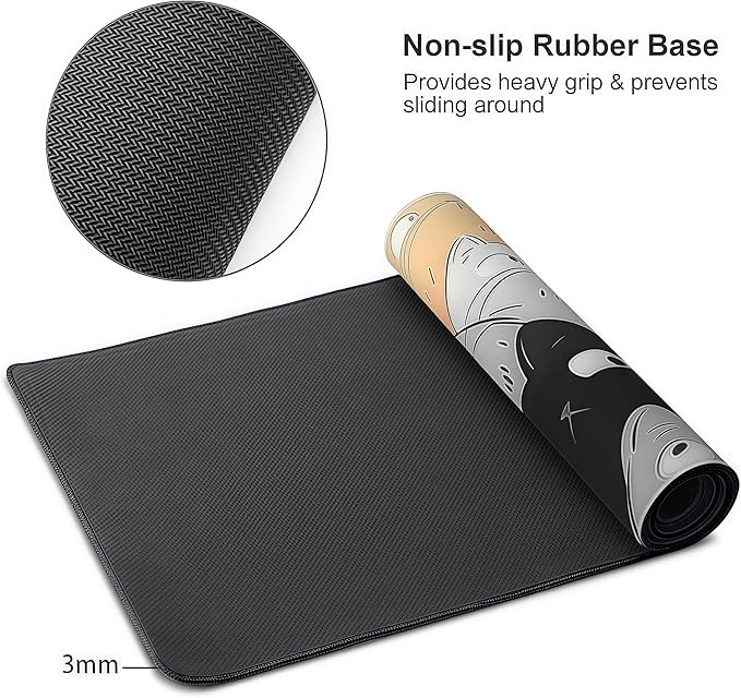 Large Mouse Pad with Cute Cat Design, Non-Slip Rubber Desk Mat, Rectangular Gaming Office Keyboard Pad, 35.4x15.7 Inches