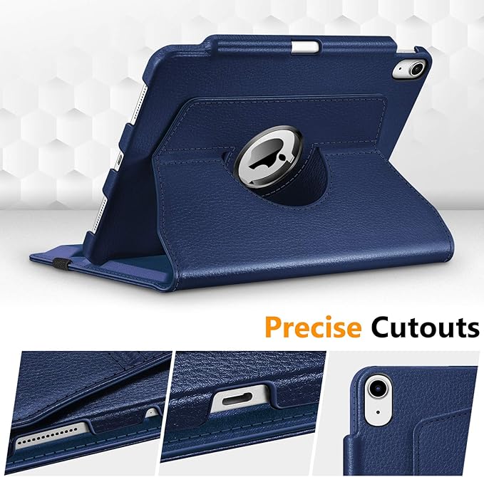 Fintie Rotating Case for iPad Air 11-inch M4/M3/M2 (2026/2025/2024), iPad Air 5th (2022) / 4th Generation 10.9 Inch - 360 Degree Rotating Protective Stand Cover with Pencil Holder, Navy
