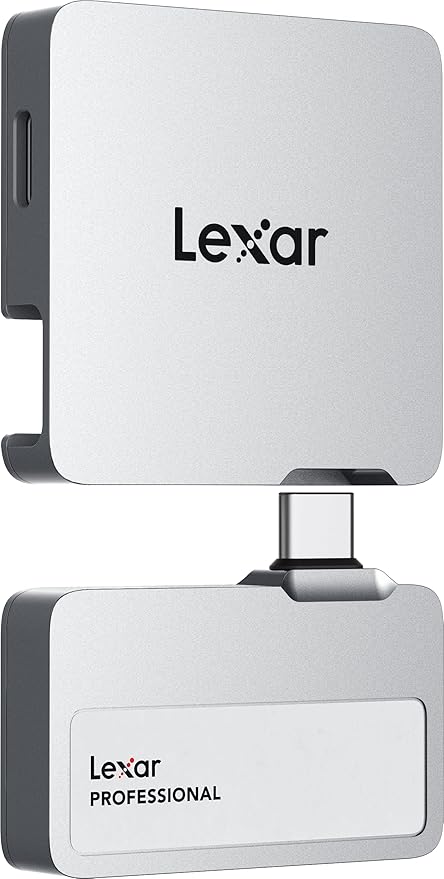 Lexar 2TB Professional Go Portable SSD w/Hub, Supports Apple 4K 60fps ProRes, Up to 1050MB/s, USB 3.2, Rugged, IP65, Ultracompact, Compatible w/iPhone 15/16 (Not 17), External SSD (LSL400S002T-RNSNU)