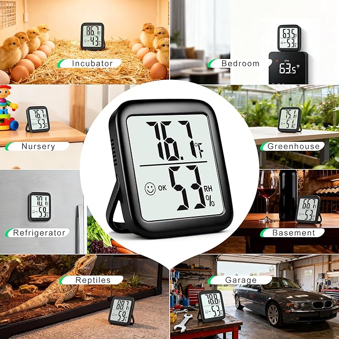 Antonki 2 Pack Room Thermometer for Home, Hygrometer Indoor Humidity Meter Gauge, Digital Temperature and Humidity Monitor Sensor for House, Terrarium, Incubator, Greenhouse - Battery Included
