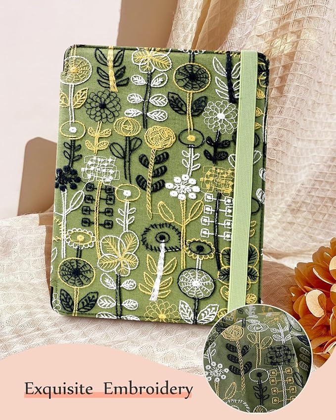 Uppuppy for iPad Air 13 Inch Case M3 2025/M2 2024, for iPad Pro 12.9 Case 6th/5th/4th/3rd Gen - Women Girls Cute Embroidered Folio Stand Cover with Pencil Holder & Card Slot Design Kawaii Girly Forest