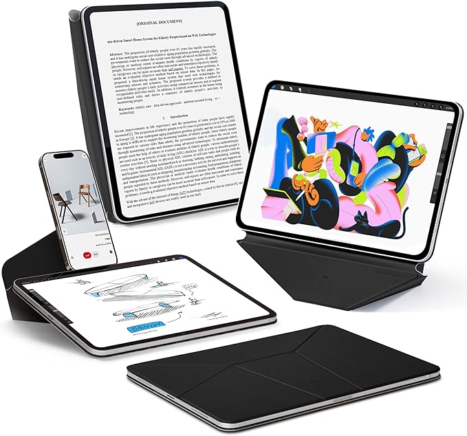 MOFT Dynamic Folio Case for iPad A16 11th Generation 2025 & iPad 10th Generation A14 2022, Slim Magnetic Stand Case with 20+ Viewing Angles, Auto Wake/Sleep, Ultra Thin, Jet Black