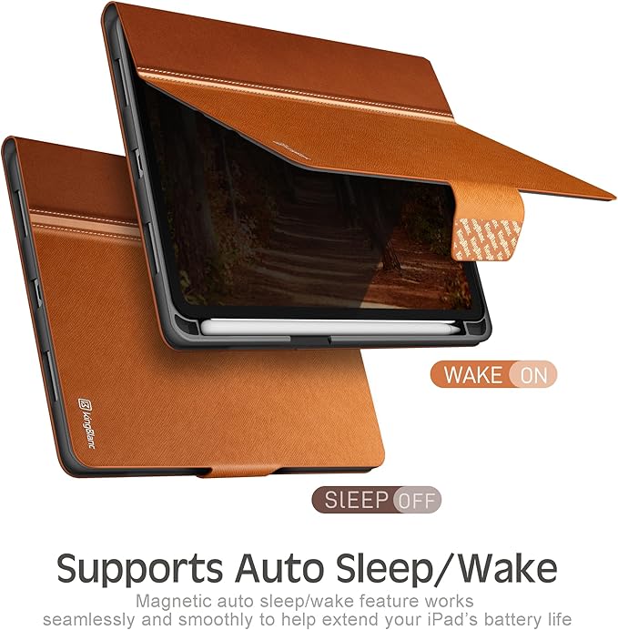 KingBlanc for iPad mini 7 (A17 Pro) Case, iPad mini 7th/6th Generation Case (2024/2021 8.3-inch) with Pencil Holder, PU Leather Stand Cover, Auto Sleep/Wake, Multi-Angle for Viewing/Typing, Brown