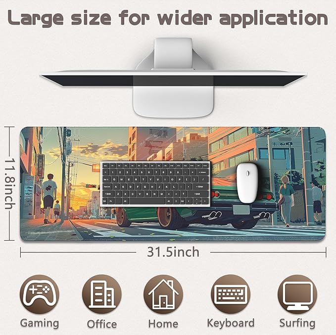 Gaming Mouse Pad - (31.5"×11.8") Sports Car Large Mouse Pads for Desk - Desk Mat for Keyboard and Mouse with Non-Slip Base, Desks Pad Matfor Game/Office & Home