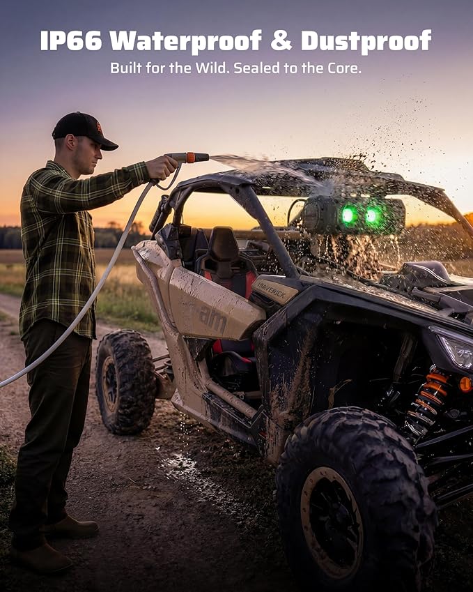 Ehaho 17-Inch UTV Sound Bar, 4-Speaker Bluetooth Golf Cart Speakers [RGB & Strobe Light] IP66 Waterproof ATV Speaker System, SXS SoundBar Compatible with Polaris RZR, CFmoto, Can-Am