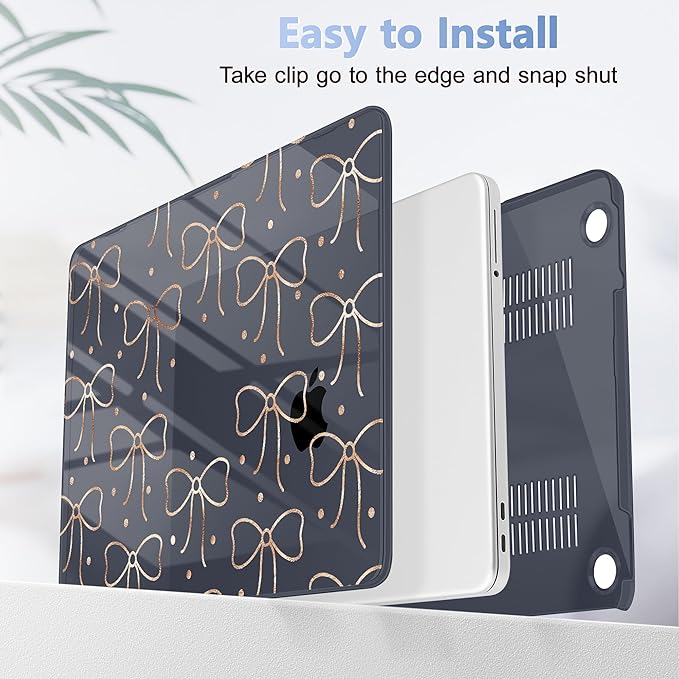 Tuiklol for 2026 MacBook Neo 13 Inch A18 Pro Chip Case, (Model A3404) Anti-Scratch Anti-Drop Slim Hard PC Shell Case with Shockproof Protective MacBook Neo Laptop Cover, Gold Bow
