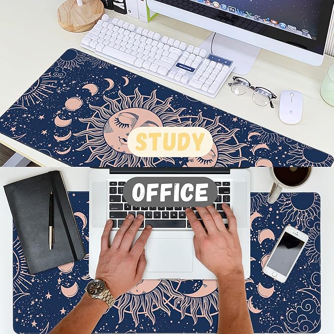 Large Mouse Pad Magic Moon and Sun Extended Gaming Mouse Pad Non-Slip Desk Mat with Stitched Edge Laptop Computer Keyboard Mousepad for Office Home 35.4" x 15.7"