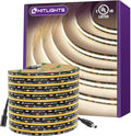 HitLights White LED Strip Lights 4000K, 16.4ft Premium 12V COB Tape Light High Density, 2400 LEDs, 305+ LM/FT, CRI 90+, IP30, Lighting for Kitchen, Cabinets, UL Listed (Power Source Not Included)