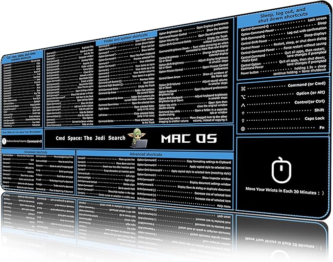 ProbTis Keyboard Shortcut Mouse Pad Compatible with MacOS, Computer Shortcut Cheat Sheet Mousepad, Stitched Edges, Non-Slip Base Keyboard Mats, XXL Large Desk Mat, 35.4”x15.7”, Office Gifts
