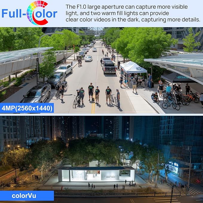 4MP PoE IP Camera Outdoor with Human/Vehicle Motion Detection and Built-in Mic, 118° Wide Angle, 2.8mm lens,98ft Night Vision 24/7 Full Color Recording POE Camera, IP67,Compatible with Blue Iris