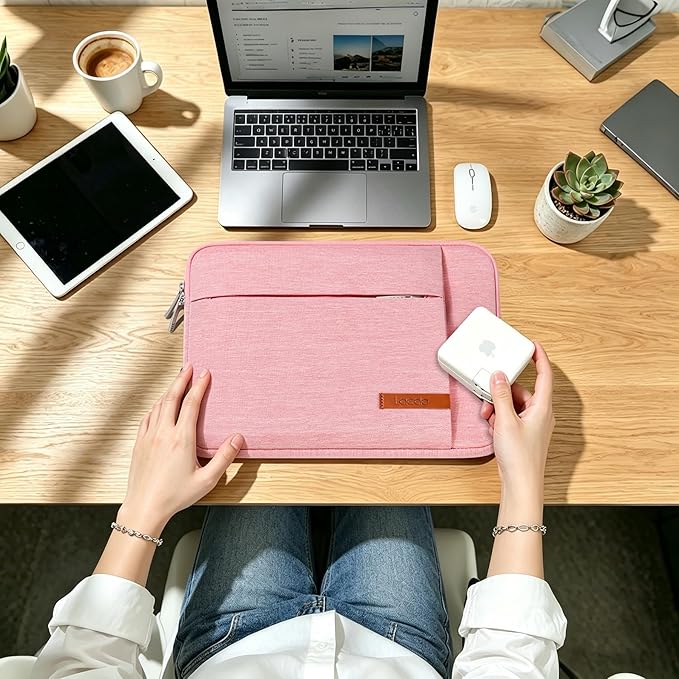 Lacdo Laptop Sleeve for Women, 14 Inch Laptop Sleeve Case for HP Lenovo Dell ASUS Acer Chromebook 14 / HP Stream 14 / Dell Inspiron 14 / Lenovo IdeaPad 14 / Acer Spin 3 / ZenBook 14 Computer Bag,Peach