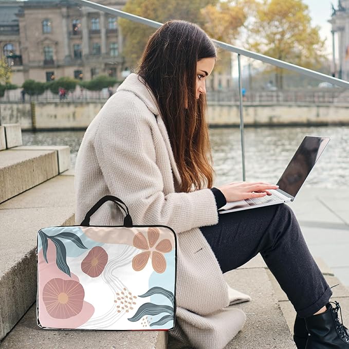 Laptop Sleeve Case 15 inch Plus Cute Mousepad, Abstract Doodle Slim Carrying Case Durable Handbag Protective Travel Laptop Bag for 13-15 inch Tablet,Laptop, Ultrabook Notebook