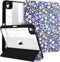 MrARTIST for iPad Air 11 Inch Case M3/M2 - Air 5th/4th Generation 10.9" Cute Women Girls Girly Kawaii Aesthetic Kawaii Design for Apple Air Tablet Cover with Pencil Holder, Blue Floral