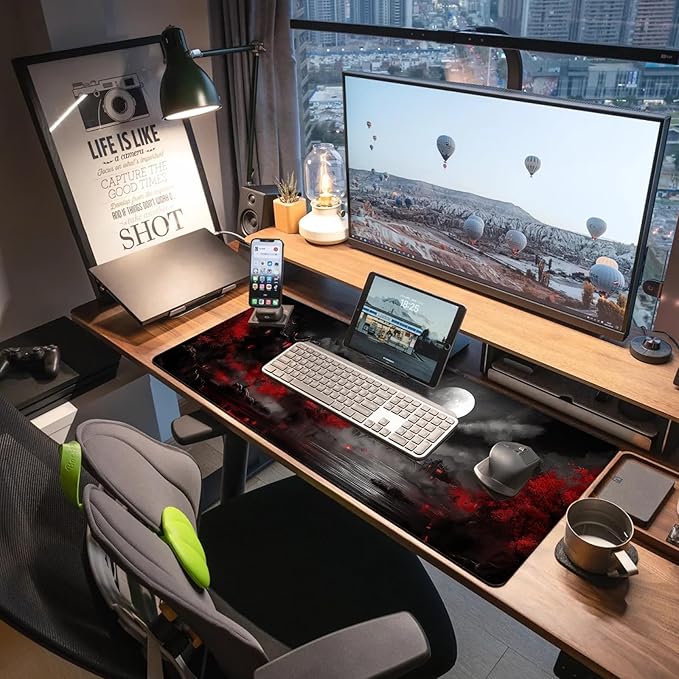 Extended Gaming Mouse Pad, Large Mouse Mat 3 mm Nature Rubber Base Mousepad with Stitched Edges, Non-Slip Desk Mat for Office Home Great Gift 31.5x11.8 Inch (Dark Canyon 3)