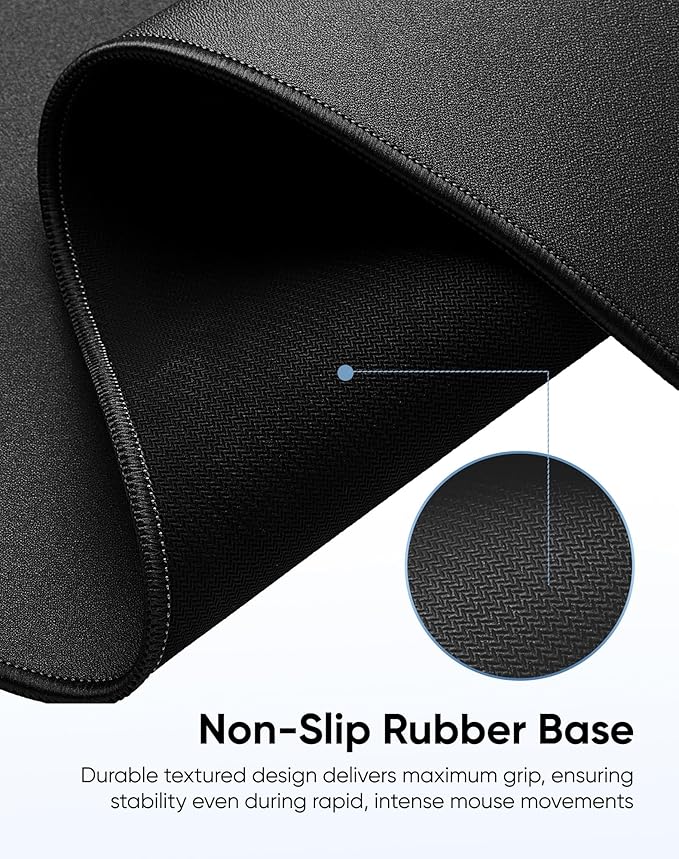 Reniteco Waterproof Large Gaming Mouse Pad with Durable Stitched Edges, Non-Slip Rubber Base, Grainy Jacquard Mouse Mat Desk Pad for Home Office Gaming, 31.5''x11.8''x0.12'', Matte Black